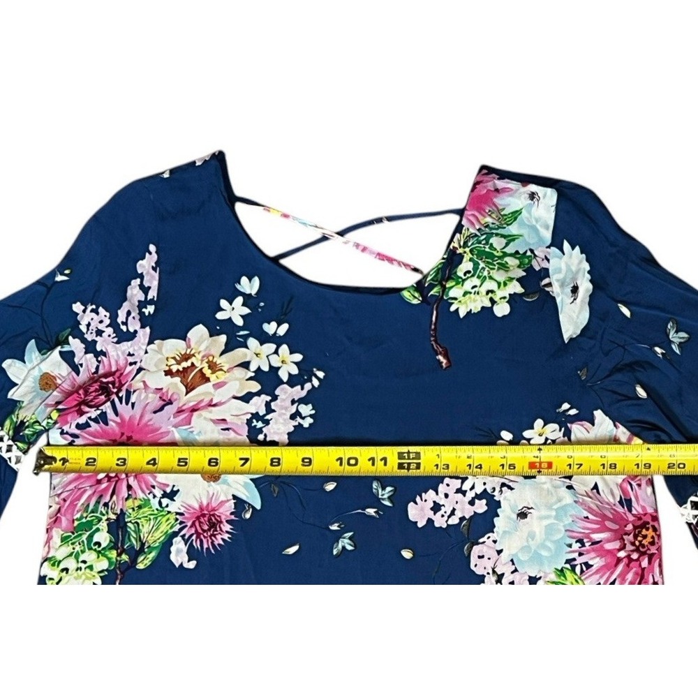 Davi & Dani Blue Floral Lace Dress Lightweight US Woman Size Large‎ - Picture 8 of 12